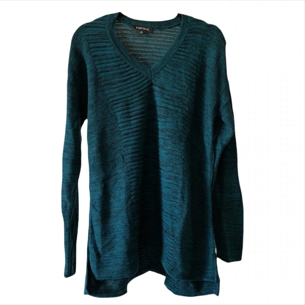 🌿 Teal Ribbed V-Neck Tunic Sweater – Cozy & Effortless! ✨